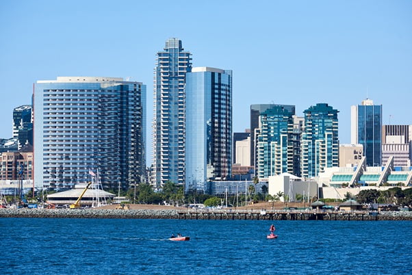 San Diego skyline with waterfront view, representing the reach of commercial cleaning services in San Diego.